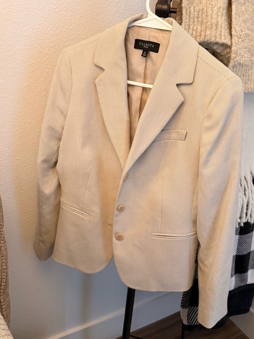 Talbots Beige Textured Petites Blazer